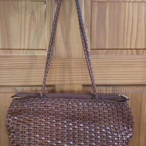 Ellepi Leather Woven Brown Purse Adorable Medium Size  Shoulder Bag